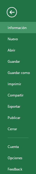 Curso gratis de Excel 2016. aulaClic. 1 - Introducción. La ficha Archivo